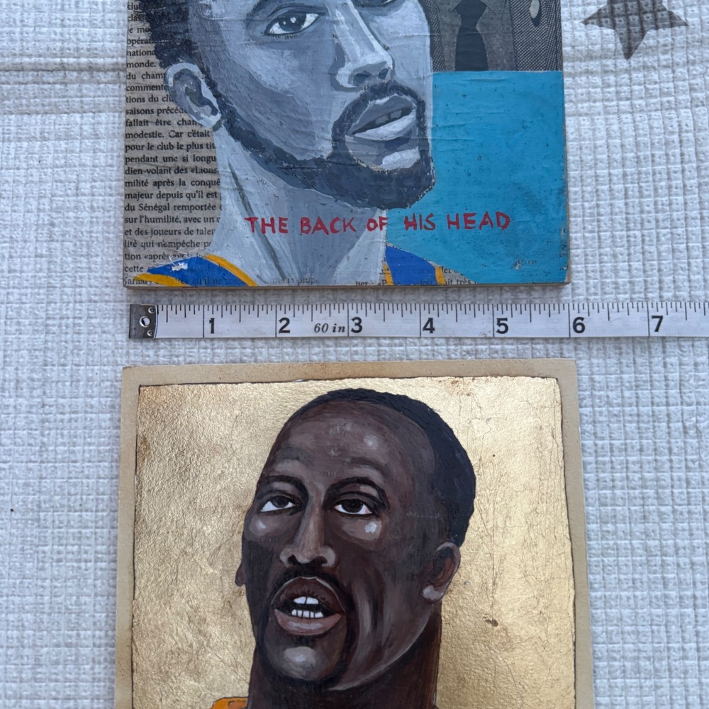 Susan Matthews Warriors Art Set Steph Curry Draymond Green Mixed Media Portraits